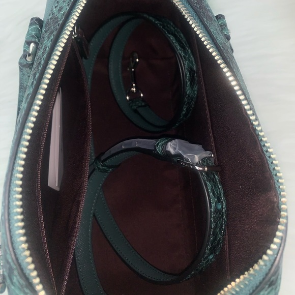 Coach Leather Snake trim Rowan Satchel - Picture 2 of 6